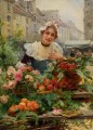 Schyver louis Marie de der Blumenverkäufer 1898 Parisienne